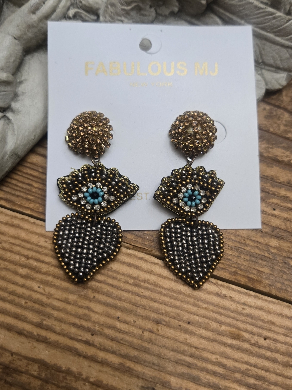 Gold and Turquoise Beaded Drop Earrings